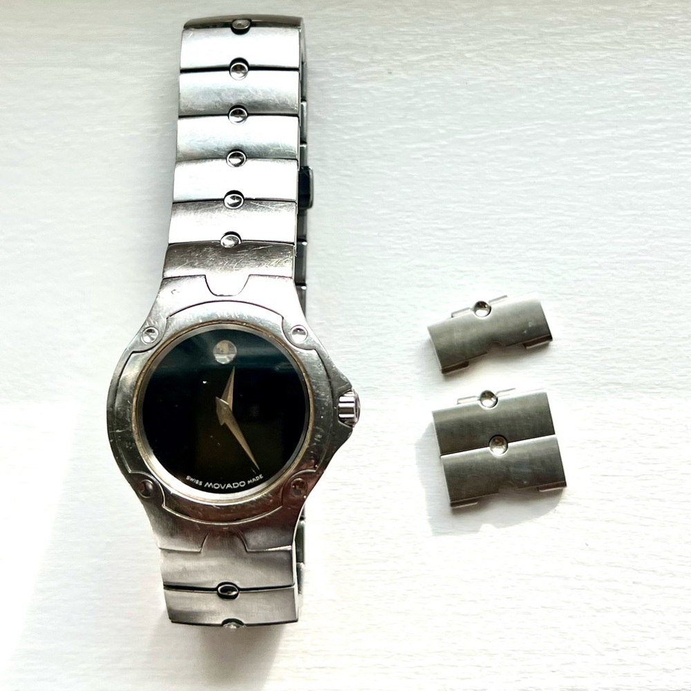 Movado Women's stainless steal watch - Black face Sports Edition